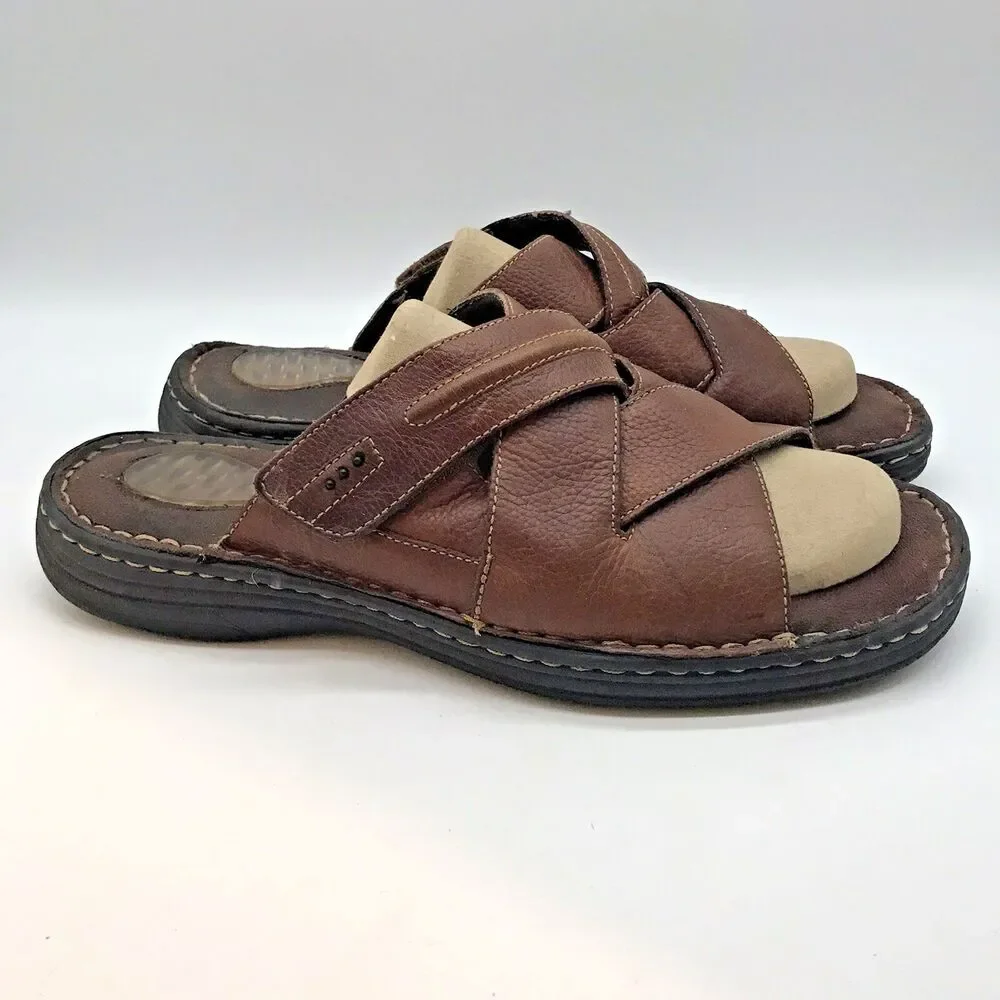 Dr. Scholl’s Clay Air Pillo Gel Comfort Slides Men’s 13 Brown Leather Sandals